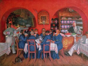 モスクワカフェ、1916 作： Boris Mikhailovich Kustodiev